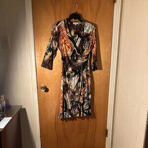 Laura Max dress, small, pull on wrap style,v neckline